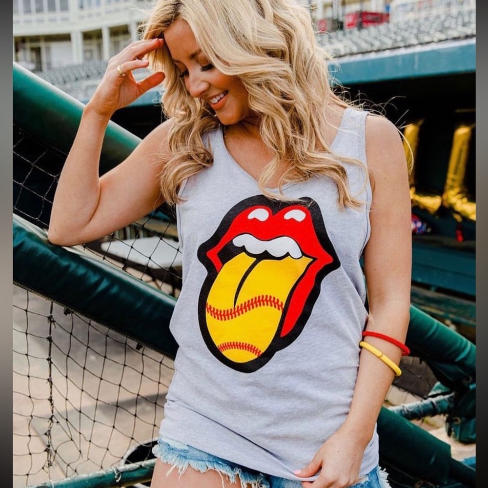 Live Love Gameday Kiss Softball Tank Top XS